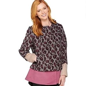 Animal Jacquard print LOGO snap jacket